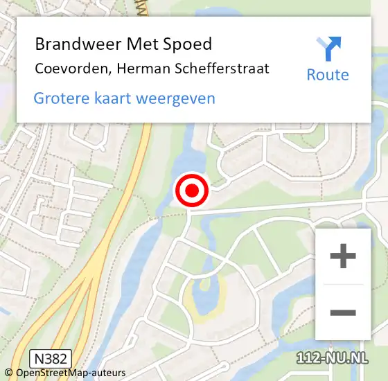 Locatie op kaart van de 112 melding: Brandweer Met Spoed Naar Coevorden, Herman Schefferstraat op 8 juni 2024 19:30