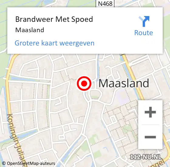 Locatie op kaart van de 112 melding: Brandweer Met Spoed Naar Maasland op 8 juni 2024 19:34