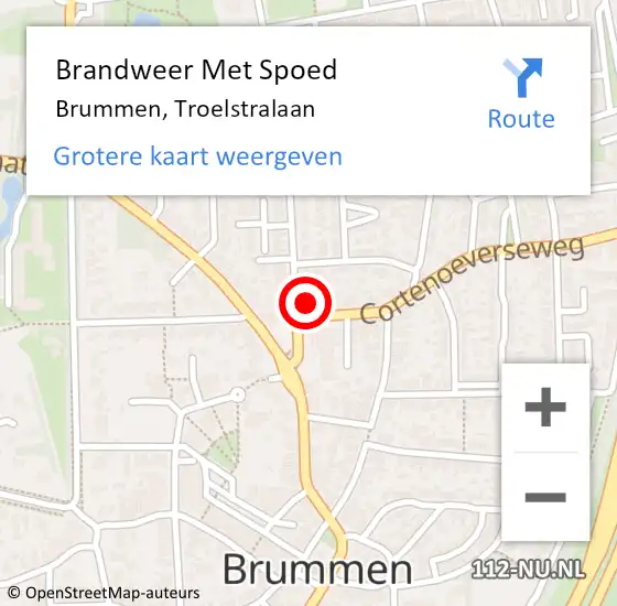 Locatie op kaart van de 112 melding: Brandweer Met Spoed Naar Brummen, Troelstralaan op 8 oktober 2014 19:33