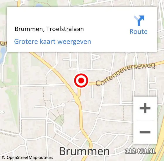 Locatie op kaart van de 112 melding:  Brummen, Troelstralaan op 8 oktober 2014 19:35