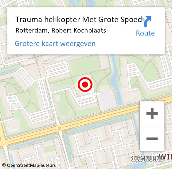 Locatie op kaart van de 112 melding: Trauma helikopter Met Grote Spoed Naar Rotterdam, Robert Kochplaats op 8 juni 2024 20:12