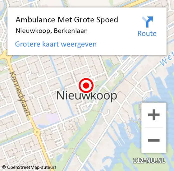 Locatie op kaart van de 112 melding: Ambulance Met Grote Spoed Naar Nieuwkoop, Berkenlaan op 8 juni 2024 20:36