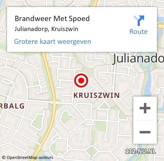 Locatie op kaart van de 112 melding: Brandweer Met Spoed Naar Julianadorp, Kruiszwin op 8 juni 2024 20:46