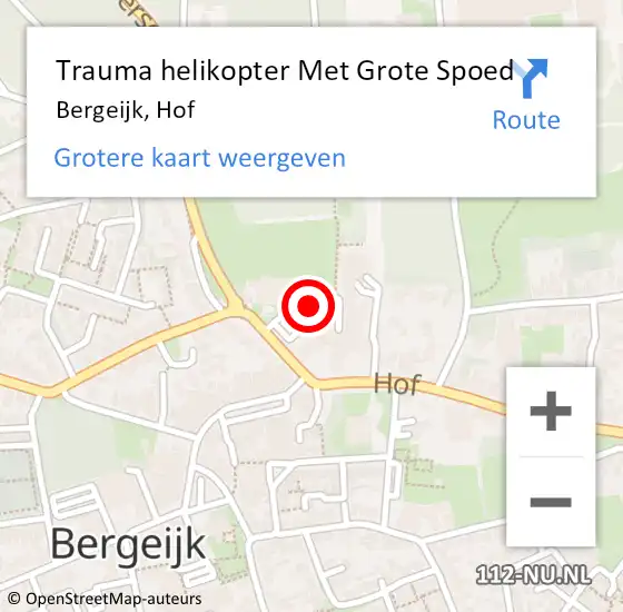 Locatie op kaart van de 112 melding: Trauma helikopter Met Grote Spoed Naar Bergeijk, Hof op 8 juni 2024 20:51