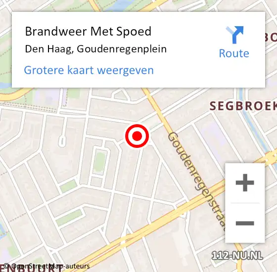 Locatie op kaart van de 112 melding: Brandweer Met Spoed Naar Den Haag, Goudenregenplein op 8 juni 2024 20:53