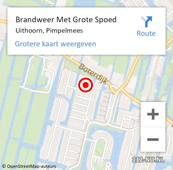 Locatie op kaart van de 112 melding: Brandweer Met Grote Spoed Naar Uithoorn, Pimpelmees op 8 juni 2024 21:01