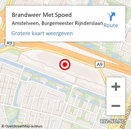 Locatie op kaart van de 112 melding: Brandweer Met Spoed Naar Amstelveen, Burgemeester Rijnderslaan op 8 juni 2024 21:23