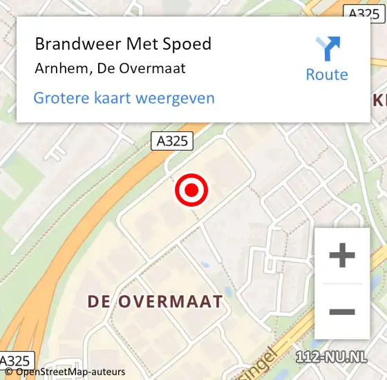 Locatie op kaart van de 112 melding: Brandweer Met Spoed Naar Arnhem, De Overmaat op 8 juni 2024 21:24