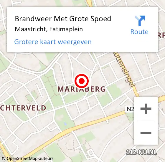 Locatie op kaart van de 112 melding: Brandweer Met Grote Spoed Naar Maastricht, Fatimaplein op 8 juni 2024 21:51