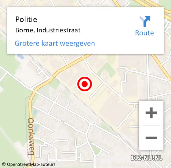 Locatie op kaart van de 112 melding: Politie Borne, Industriestraat op 8 juni 2024 21:54