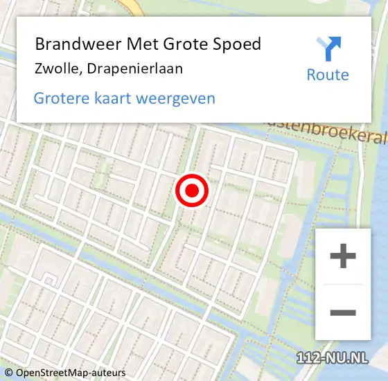 Locatie op kaart van de 112 melding: Brandweer Met Grote Spoed Naar Zwolle, Drapenierlaan op 8 juni 2024 21:59