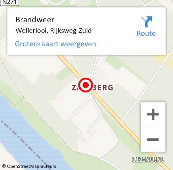 Locatie op kaart van de 112 melding: Brandweer Wellerlooi, Rijksweg-Zuid op 8 oktober 2014 19:50