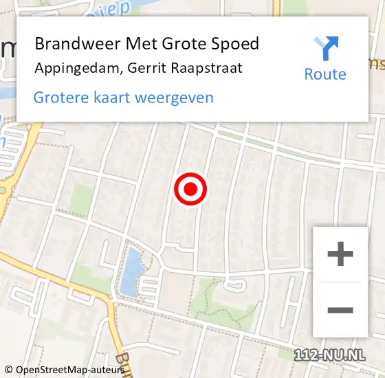 Locatie op kaart van de 112 melding: Brandweer Met Grote Spoed Naar Appingedam, Gerrit Raapstraat op 8 juni 2024 22:03