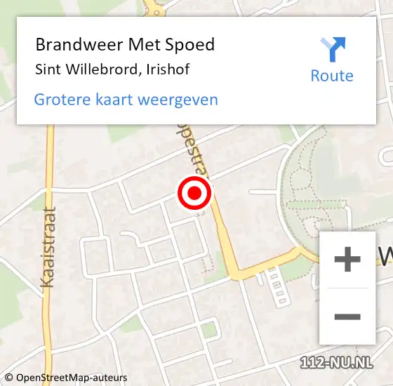 Locatie op kaart van de 112 melding: Brandweer Met Spoed Naar Sint Willebrord, Irishof op 8 juni 2024 22:11