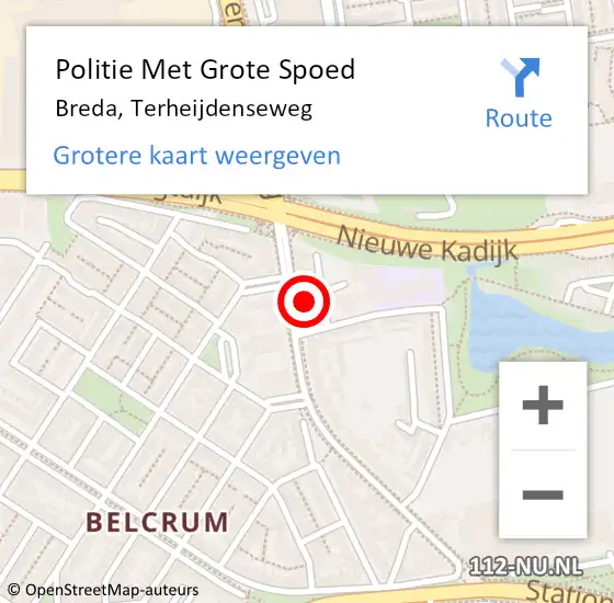 Locatie op kaart van de 112 melding: Politie Met Grote Spoed Naar Breda, Terheijdenseweg op 8 juni 2024 22:14