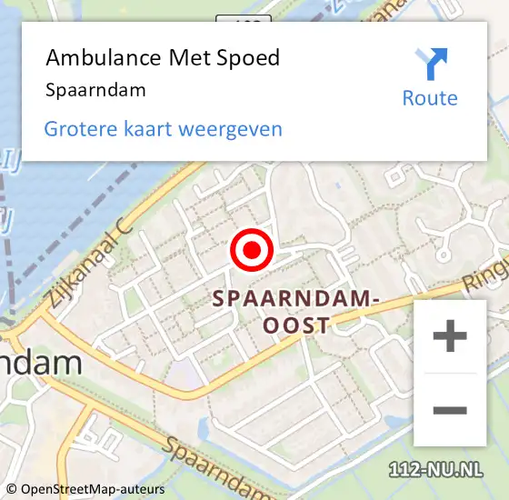 Locatie op kaart van de 112 melding: Ambulance Met Spoed Naar Spaarndam op 8 juni 2024 22:18