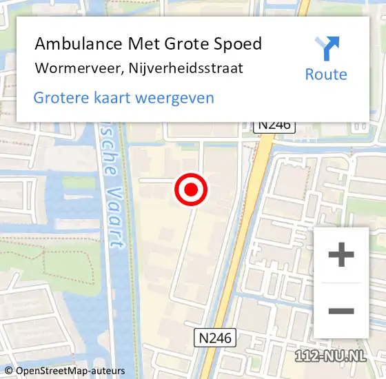 Locatie op kaart van de 112 melding: Ambulance Met Grote Spoed Naar Wormerveer, Nijverheidsstraat op 8 juni 2024 22:18
