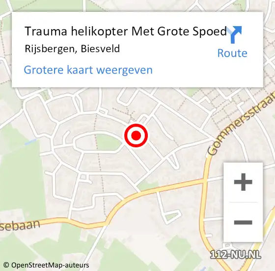 Locatie op kaart van de 112 melding: Trauma helikopter Met Grote Spoed Naar Rijsbergen, Biesveld op 8 juni 2024 22:21