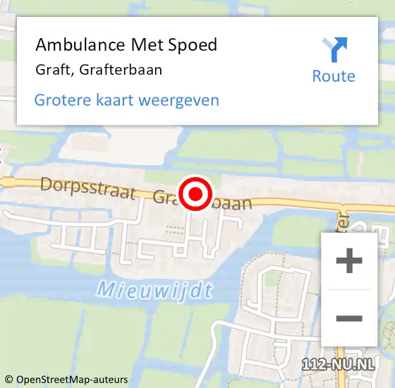 Locatie op kaart van de 112 melding: Ambulance Met Spoed Naar Graft, Grafterbaan op 8 juni 2024 22:23