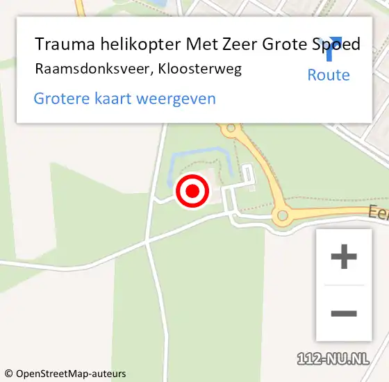 Locatie op kaart van de 112 melding: Trauma helikopter Met Zeer Grote Spoed Naar Raamsdonksveer, Kloosterweg op 8 juni 2024 22:37