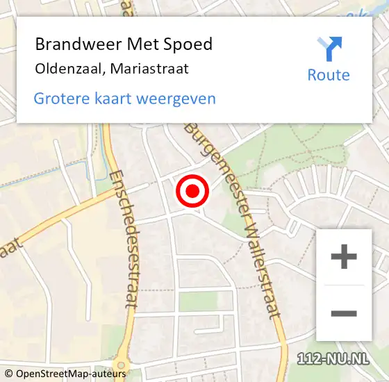 Locatie op kaart van de 112 melding: Brandweer Met Spoed Naar Oldenzaal, Mariastraat op 8 oktober 2014 19:57