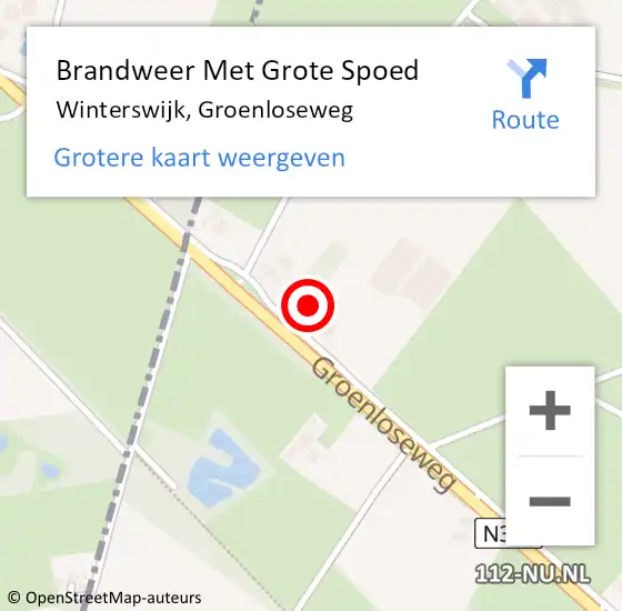 Locatie op kaart van de 112 melding: Brandweer Met Grote Spoed Naar Winterswijk, Groenloseweg op 8 juni 2024 22:39