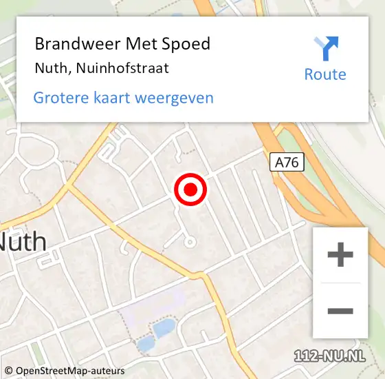 Locatie op kaart van de 112 melding: Brandweer Met Spoed Naar Nuth, Nuinhofstraat op 8 juni 2024 22:46