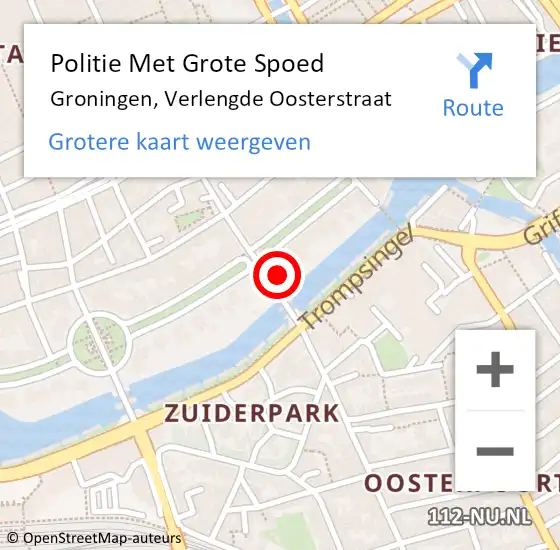 Locatie op kaart van de 112 melding: Politie Met Grote Spoed Naar Groningen, Verlengde Oosterstraat op 8 juni 2024 22:57