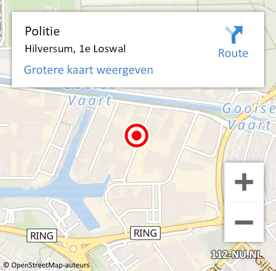 Locatie op kaart van de 112 melding: Politie Hilversum, 1e Loswal op 8 juni 2024 23:07