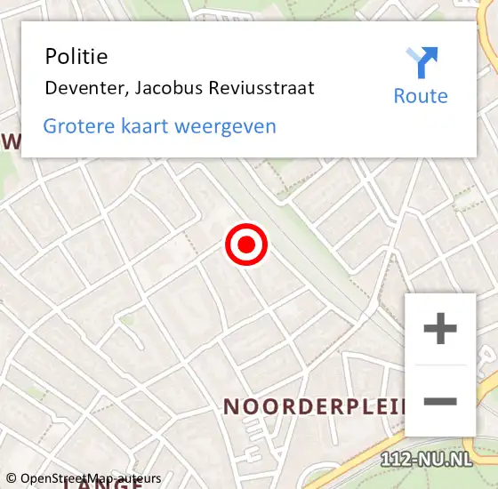 Locatie op kaart van de 112 melding: Politie Deventer, Jacobus Reviusstraat op 9 juni 2024 00:22