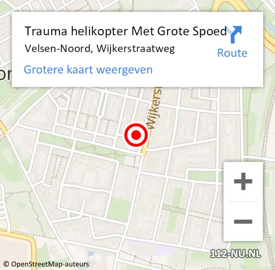 Locatie op kaart van de 112 melding: Trauma helikopter Met Grote Spoed Naar Velsen-Noord, Wijkerstraatweg op 9 juni 2024 00:35