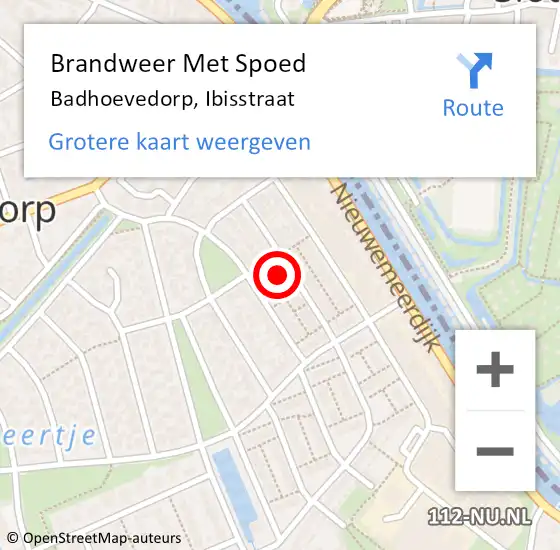 Locatie op kaart van de 112 melding: Brandweer Met Spoed Naar Badhoevedorp, Ibisstraat op 9 juni 2024 00:52