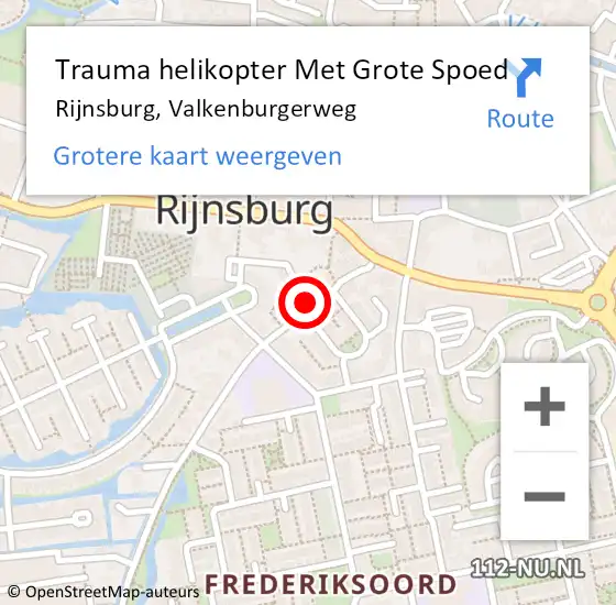 Locatie op kaart van de 112 melding: Trauma helikopter Met Grote Spoed Naar Rijnsburg, Valkenburgerweg op 9 juni 2024 00:57