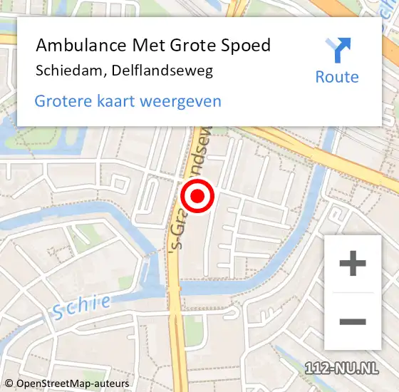 Locatie op kaart van de 112 melding: Ambulance Met Grote Spoed Naar Schiedam, Delflandseweg op 9 juni 2024 01:24