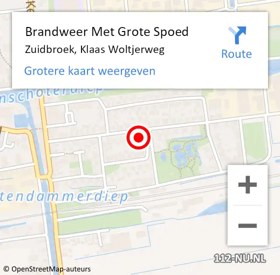 Locatie op kaart van de 112 melding: Brandweer Met Grote Spoed Naar Zuidbroek, Klaas Woltjerweg op 9 juni 2024 01:29