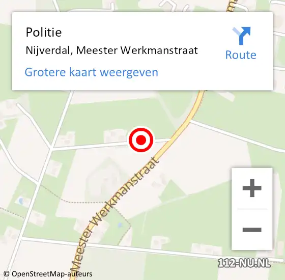 Locatie op kaart van de 112 melding: Politie Nijverdal, Meester Werkmanstraat op 9 juni 2024 01:35