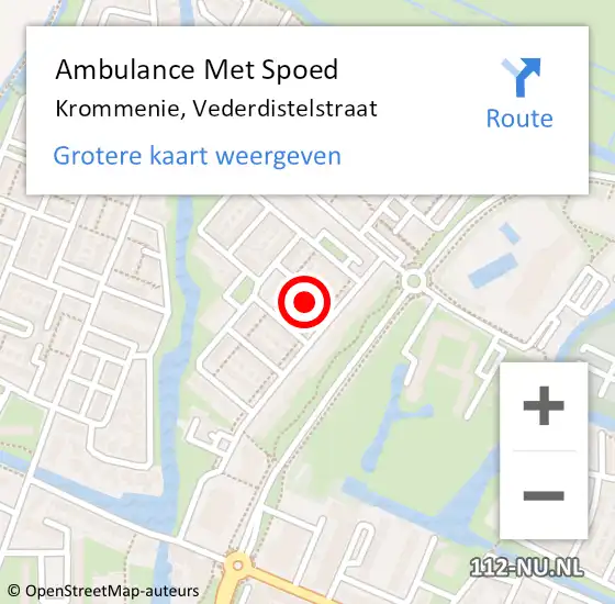 Locatie op kaart van de 112 melding: Ambulance Met Spoed Naar Krommenie, Vederdistelstraat op 9 juni 2024 01:41