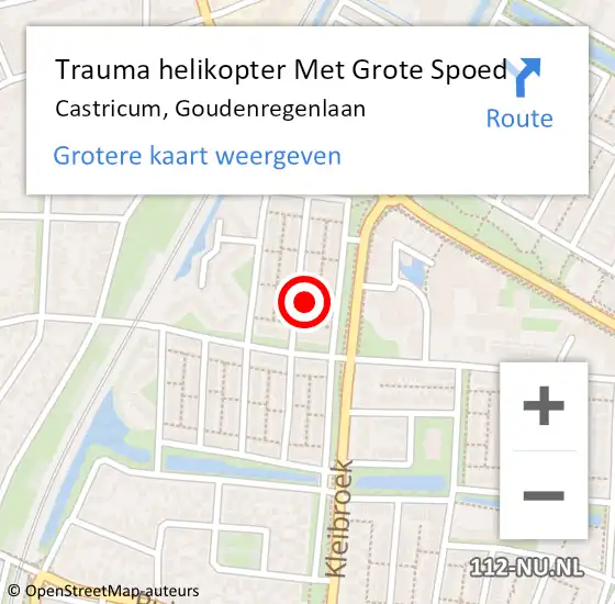 Locatie op kaart van de 112 melding: Trauma helikopter Met Grote Spoed Naar Castricum, Goudenregenlaan op 9 juni 2024 02:14