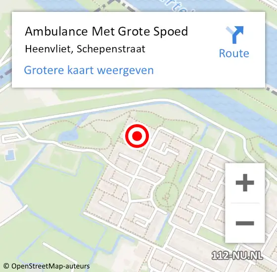 Locatie op kaart van de 112 melding: Ambulance Met Grote Spoed Naar Heenvliet, Schepenstraat op 9 juni 2024 02:20