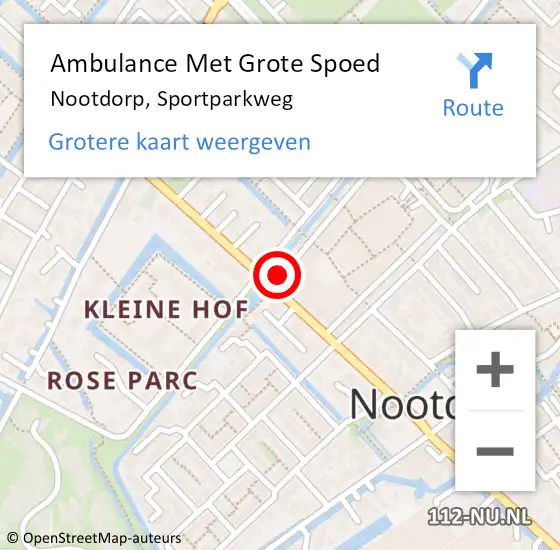 Locatie op kaart van de 112 melding: Ambulance Met Grote Spoed Naar Nootdorp, Sportparkweg op 9 juni 2024 02:39