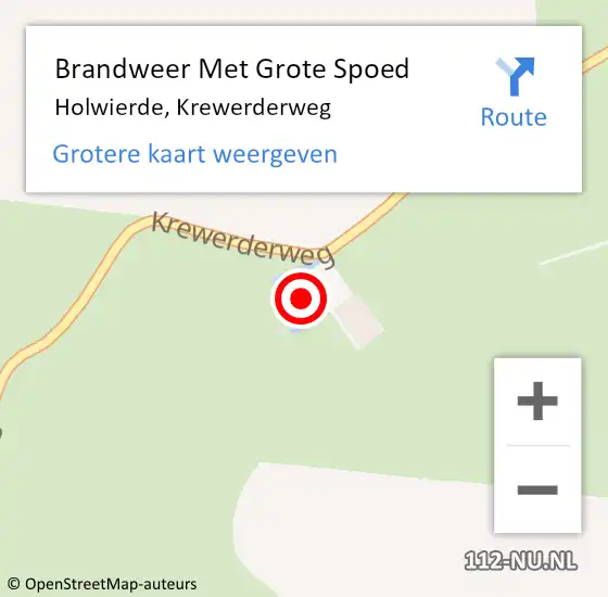 Locatie op kaart van de 112 melding: Brandweer Met Grote Spoed Naar Holwierde, Krewerderweg op 9 juni 2024 02:42