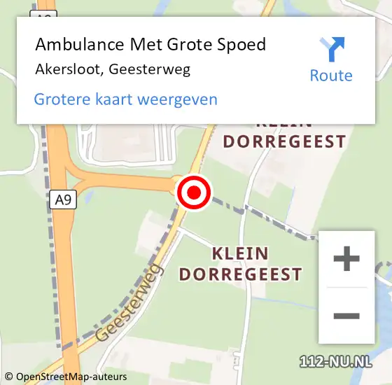 Locatie op kaart van de 112 melding: Ambulance Met Grote Spoed Naar Akersloot, Geesterweg op 9 juni 2024 02:44