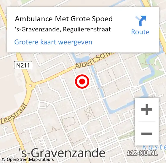 Locatie op kaart van de 112 melding: Ambulance Met Grote Spoed Naar 's-Gravenzande, Regulierenstraat op 9 juni 2024 02:59