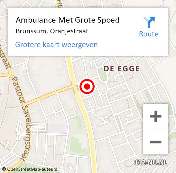 Locatie op kaart van de 112 melding: Ambulance Met Grote Spoed Naar Brunssum, Oranjestraat op 8 oktober 2014 20:20