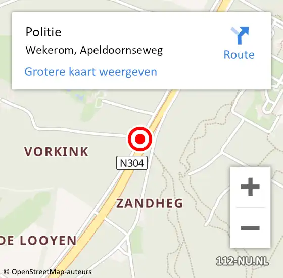 Locatie op kaart van de 112 melding: Politie Wekerom, Apeldoornseweg op 8 oktober 2014 20:21