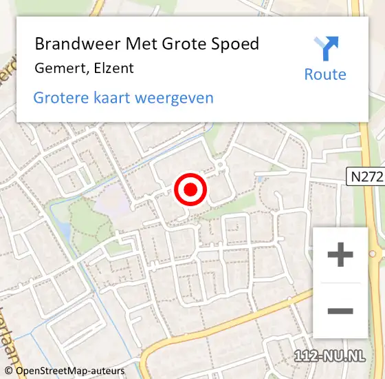 Locatie op kaart van de 112 melding: Brandweer Met Grote Spoed Naar Gemert, Elzent op 9 juni 2024 03:46