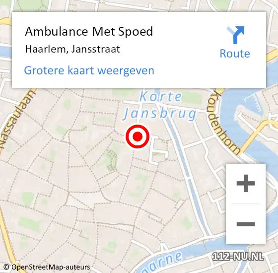 Locatie op kaart van de 112 melding: Ambulance Met Spoed Naar Haarlem, Jansstraat op 9 juni 2024 03:52