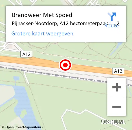 Locatie op kaart van de 112 melding: Brandweer Met Spoed Naar Pijnacker-Nootdorp, A12 hectometerpaal: 11,2 op 9 juni 2024 04:35
