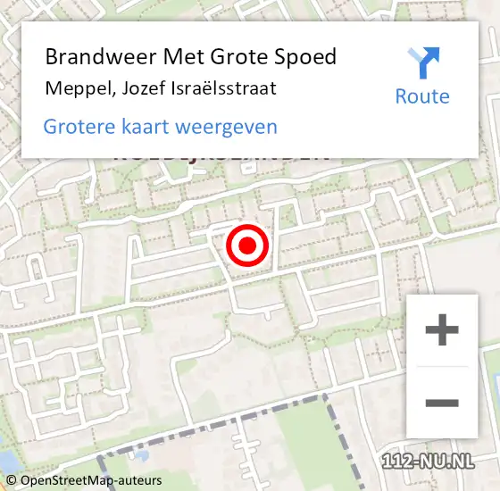 Locatie op kaart van de 112 melding: Brandweer Met Grote Spoed Naar Meppel, Jozef Israëlsstraat op 9 juni 2024 04:56