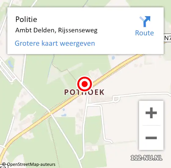 Locatie op kaart van de 112 melding: Politie Ambt Delden, Rijssenseweg op 9 juni 2024 05:14